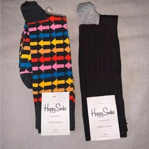 NWT TWO AUTHENTIC MEN’S HAPPY SOCKS COMBED COTTON DRESS SOCKS  SIZE 10-13